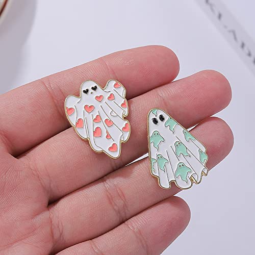 Image of Cute Ghost Horror Halloween Brooch Pin Enamel Love Heart Leaf Boo Ghost Pins Lapel Collar Jeans Hats Shirt Jackets Backpacks Badge Brooches Pins for Women Girls Dainty Jewelry Gifts
