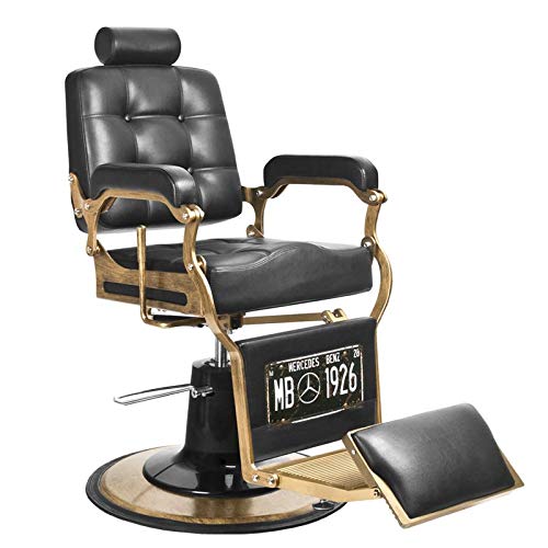 GABBIANO BOSS Fauteuil de barbier inclinable hydraulique salon de beauté : Noir
