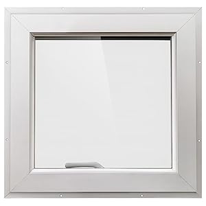 HIOSTAO House Window White,Casement Window 5 mm Reinforced Glass with Pull Down Magnetic Mesh,4 Gear Opening Position Adjustment Roof Window,24 x 24 x3.15 inch