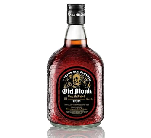 Old Monk Rum 7 Jahre – Rum mild im Geschmack – 1 Liter Rum – Ausgezeichneter Premium Dark Rum...