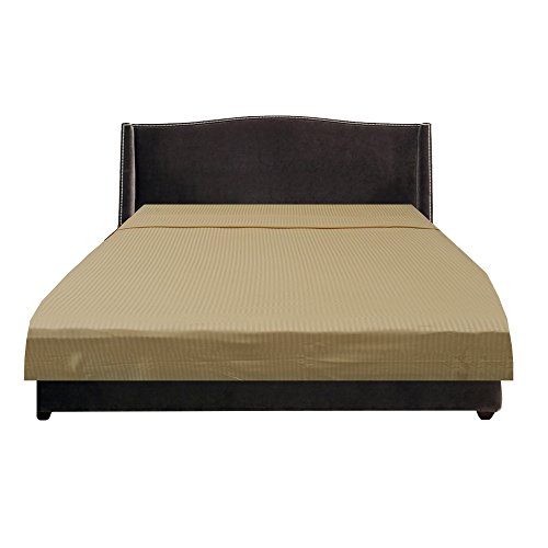 Image of (1 Flat Sheet Only,Gold Stripe , Expanded Queen) 100% Egyptian Cotton Luxurious 600 Thread Count