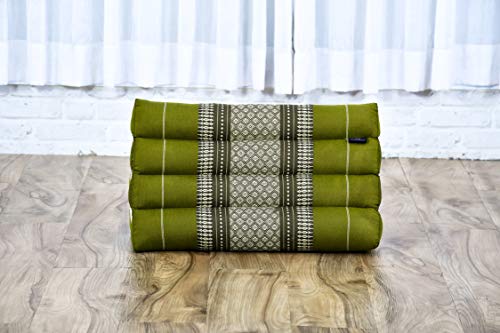 Image of Leewadee Triangle Cushion - Comfortable Backrest for TV or Reading, Incline Pillow for Relaxing Made of Kapok, 20 x 13 x 13 inches, Green