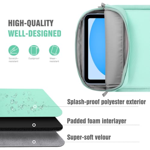 Image of TiMOVO 9-11 inch Tablet Sleeve Bag Carrying Case with Strap, Mint Green | Fits iPad A16 11 inch, Pad Air 11 /5th & 4th 10.9 inch, 10th Gen /10.2 inch, Galaxy Tab A11 Plus, Multi-Pocket, Handle, Padded Protection