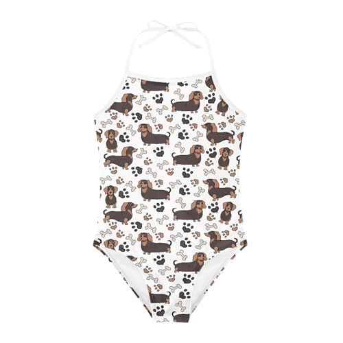 Image of Cute Backless One Piece Swimsuits for Girls Adjustable Halter Strap Bathing Suit Beach Swimwear for Girls