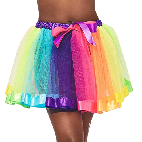 Flovel Damen Tutu Rock Geschichtet Regenbogen Tüll Tutu Rock Puffy Ballett Tanz Röcke Weihnachten Party Leistung Festival Kostüm für Frauen und Mädchen(Regenbogen Bunt Cover