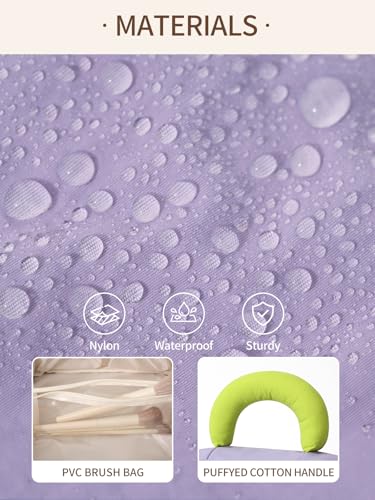 Detola Makeup Bag, Large Capacity Cosmetic Bags Travel Toiletry Bag for Women Waterproof Make up Organizer Portable Open Flat Cosmetic Pouch with Brush Compartment Travel Gifts for Women, Purple4