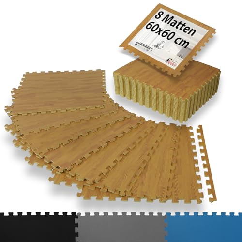 ALPIDEX 8er Set Bodenschutz Sportgeräte Matte 1cm Dicke 60x60 cm...