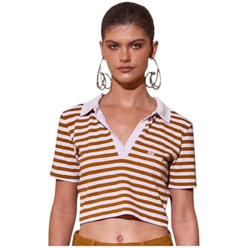 Camisa Polo Feminina Colcci Listras (BR, Alfa, P, Slim, Listrada)