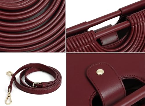 Womens Elegant Vegan Leather Clutch Purse Small Woven Crossbody Shoulder Bag Evening Top Handle Handbag Satchel 20254