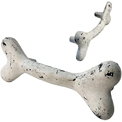 Antique Hardware Depot 6" Dog Bone Handle Drawer, Cabinet Pull, Classic Country Farmhouse Vintage Style Black-White HN702 (2) Cover