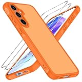 iVoler Cover Opaca per Samsung Galaxy A55 5G con 2 Pezzi Vetro Temperato, [Antiurto di Grado Militare] Anti-Graffio Custodia con Assorbimento degli Urti, Anti-Impronte Sottile Bumper Case, Arancione