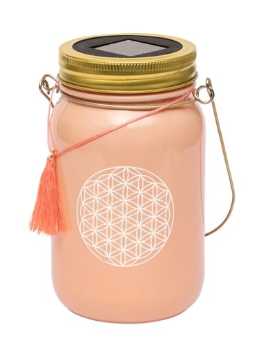 moses. Omm for you Solarlicht, Lichtglas, 14 cm, lädt automatisch durch Sonnenlicht, mit Einschaltfunktion bei Dämmerung, aus Glas, Solarpanel im Schraubdeckel integriert, mit warmweißem Licht