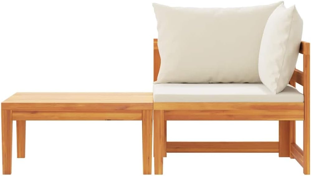 Garden Lounge Set Cream White Solid Acacia Wood Medium Durable,Solid Acacia Wood Corner Sofa with Cream White Cushions Stylish Outdoor Lounge Set for Garden and Terrace Patio Furniture
