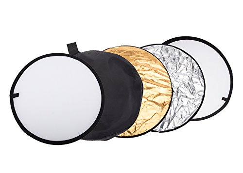 DODOING 24 inch/60cm 5-in-1 Portable Photography Video Photo Studio Lighting Collapsible Multi Disc Light Reflector with Bag - Gold, Silver, White, Black and Translucent