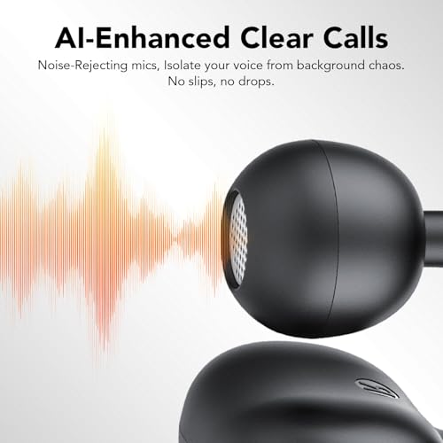 Achifine Clip on Earbuds Open Ear Wireless Bluetooth 5.4 Headphones with Noise Cancelling Mic, 48H Playtime Ear Buds,IP68 Waterproof, Comfortable for Small Ears (Black) - Thumbnail 5