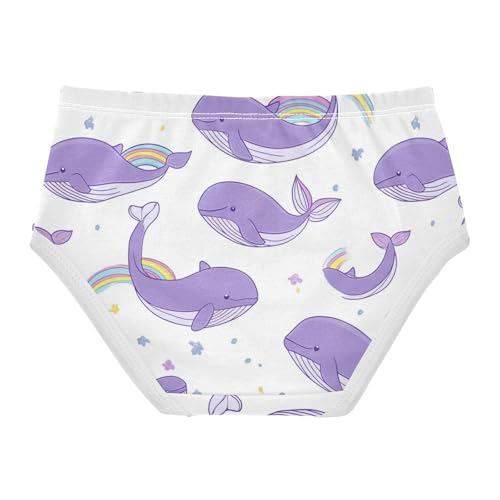 Cute Light Purple Girls' Underwear Cotton Whales Girls Briefs Soft Toddler Underwear 2T2