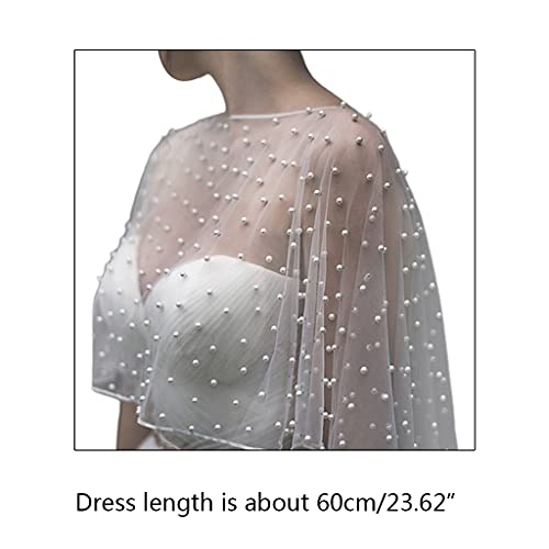 Xdodnev Wedding Accessories Bolero Bridal Cloak Pearls Wedding Cape Short Front Long Back Women Wrap Cape Evening Wrap Shawl2