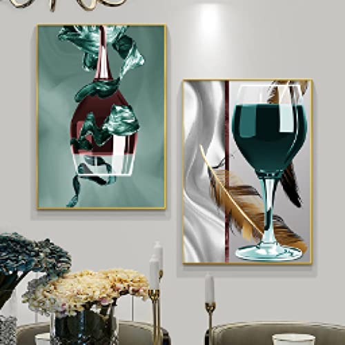Mur photo moderne pour salle à manger avec affiche verre à vin design scandinave