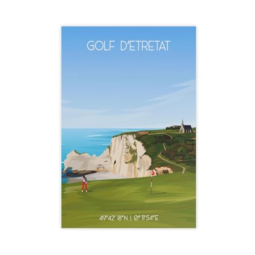 Poster toile Étretat club de golf OQUAJK 50 x 75 cm tableau décoration mer