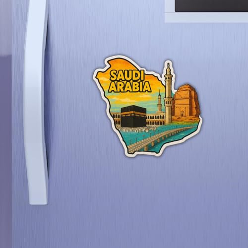 Image of Zesta Wooden Fridge Magnets Set | Refrigerator Decor Magnets for Kitchen | India Souvenir Fridge Magnet Collection | Wooden Magnet for Fridge Door Decoration (Saudi Arabia)