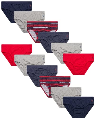 U.s. Polo Assn. Men’s Underwear – Low Rise Briefs With Contour Pouch (12 Pack), Size X-Large, Grey/Blue/Red Stripe #TOP11