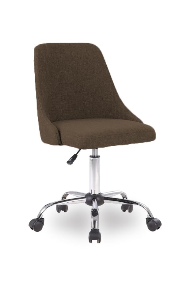 Image of Taskpro Fabric Upholstered Height-Adjustable 360 Swivel Revolving Office Study Desk Chair in Dark Brown Color