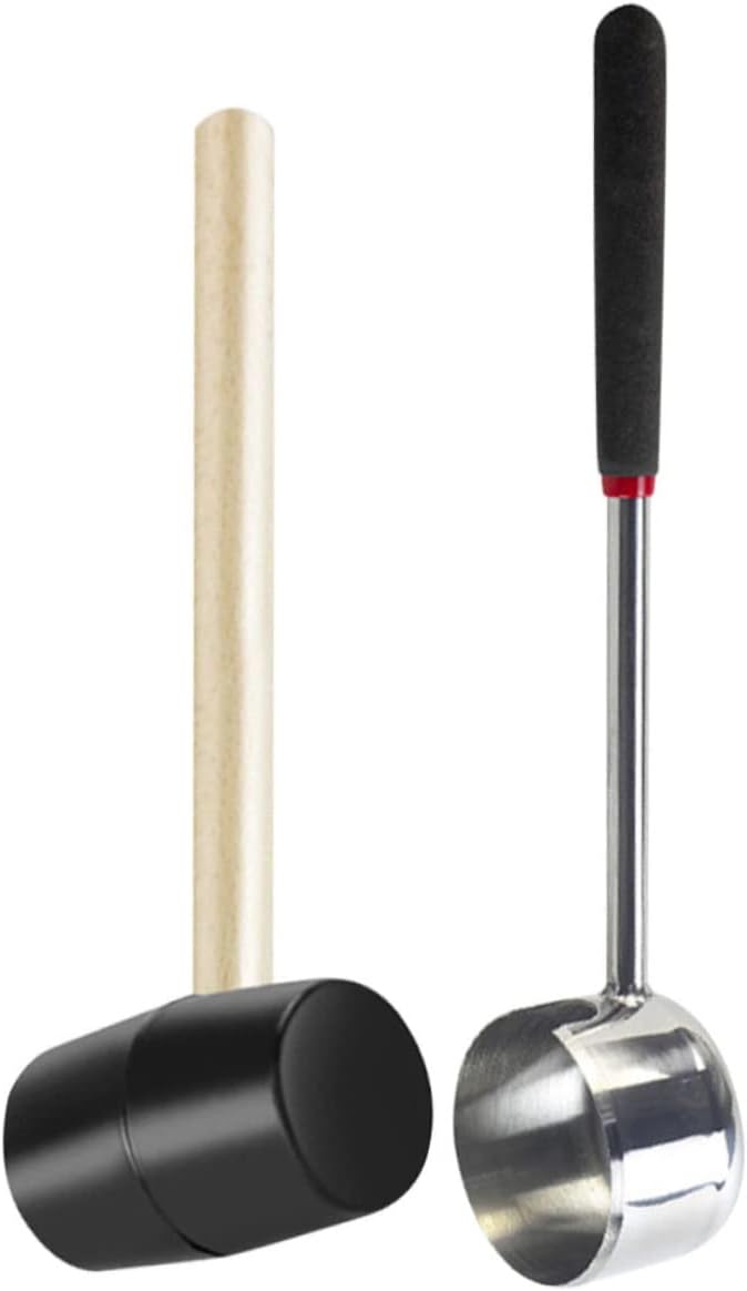2pcs Stainless Steel Coconut Opener Tool Kit Coconut Opening Hammer with Safe Smooth Design for Use