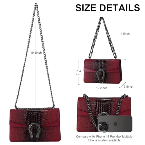 Image of Women's Crossbody Shoulder Bag Snake Print Satchel Purse Leather Chain Clutch Evening Handbag