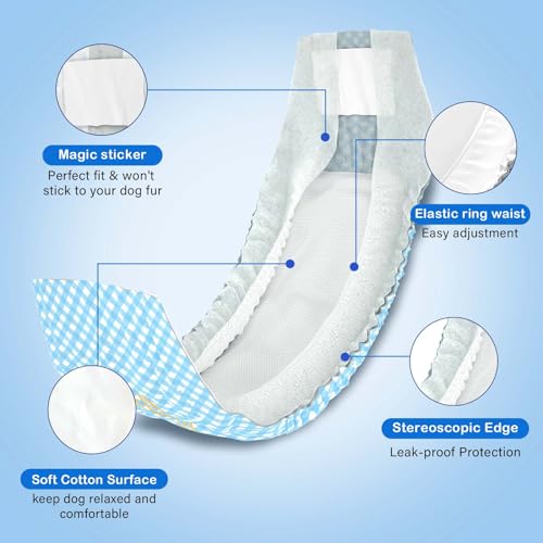 Image of Disposable Belly Bands for Male Dog, Super Absorbent L 20 Count | Soft & Super Absorbent Dog Wraps with Wetness Indicator, Leakproof Protection for Training, Incontinence