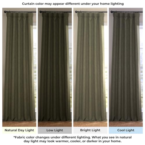 Image of HPD Half Price Drapes - Faux Linen Curtains for Living Room (1 Panel) - 100W X 96L - Extra Wide Textured Room Darkening Curtains for Bedroom 96 Inches Long - Drapes for Home Decor, Khaki Green