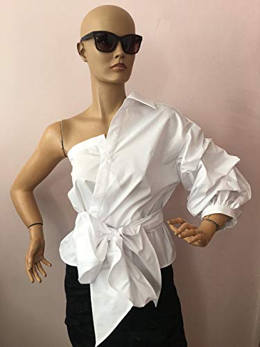 Wrapped top, minimalist assymetrical extravagant off shoulder blo…