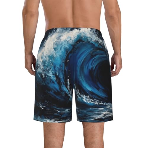 Men's Swim Trunks Blue Wave Painting Quick Dry Board Shorts Mens Bathing Suit Beach Swimwear with Pockets3