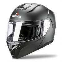 MOCOERL-Motorradhelm Klapphelm Integralhelm Herren Damen mit verstärktem Kinnschutz, Doppelvisier, ECE 22.06 Zertifizierung, Mattschwarz (XL)