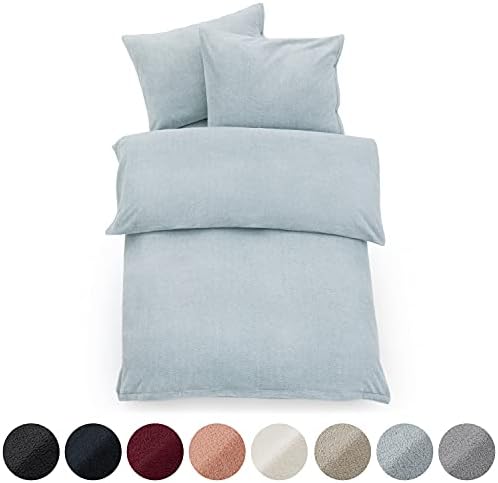 Blumtal Teddy Fleece Duvet Set - Super Soft & Cozy Duvet Cover Double with 2 Pillowcases - Moonlight Grey, 200 x 200 cm & 50 x 75 cm (2x)
