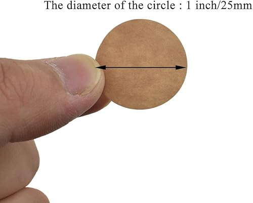 Miniatura 2 de HAHIYO 500 unidades de etiquetas adhesivas de papel kraft marrón natural de 1 pulgada, rollo redondo en blanco para escribir en adhesivo permanente