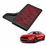 AZIFOK High Flow Engine Air Filter Compatible with 2015-2023 Ford Mustang GT, Washable Reusable
