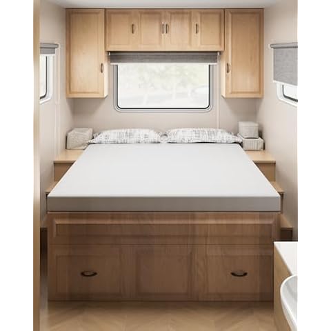 Ferlizer [RV King] Mattress, 4" Memory Foam Topper with Ultra Soft Cover, CertiPUR-US Certified, 72"*80", for RVs, Campers and Trailers Cover
