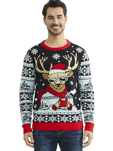 YIJIU Men's Ugly Christmas Sweater Long Sleeve Crew Neck Knitted Sweaters Xmas Holiday Funny Pullover Knitwear Tops