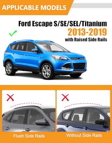 Image of KINGGERI 300lbs Roof Rack Cross Bars Compatible with Ford Escape 2013-2019 with Raised Side Rails, Lockable Heavy Duty Aluminum Roof Rails Crossbars Luggage Kayak Canoe Snowboard Car SUV Accessories