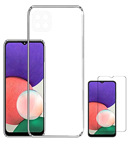 Image of Soft Flexible Silicone Back Cover Compatible with Samsung Galaxy A22 5G | F42 5G, Case + Screen Guard