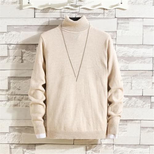 Mens Knitted High Collar Sweater Slim Fit Long Sleeve Pullover Solid Color Slim Fit High Collar Sweater2