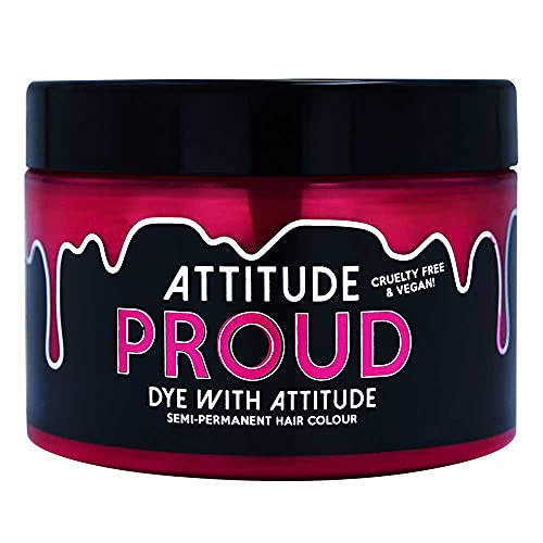 Attitude Hair Dye - Tinte Capilar Semipermanente Vegano y Cruelty Free con Acondicionador - Proud Rosado UV - 135ml