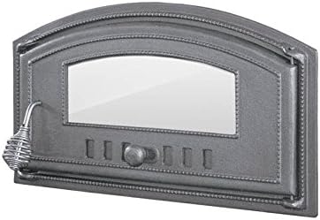 Tradehub Cast iron fire door pizza bread stone wood oven stove smoke clay fireplace with heat resistant glass | External dimensions: 490x215 mm | Opening direction: right