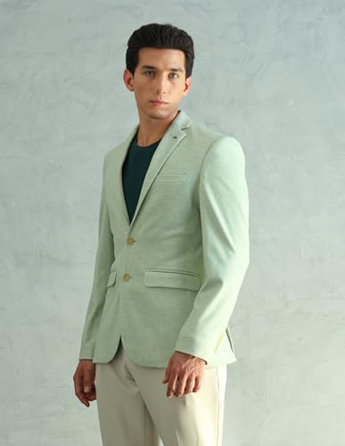 Image of Arrow MenSlim fit Polyester Solid Single-breastedNotch Lapel Collar Blazer
