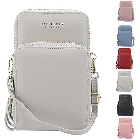 ZhengYue Phone Bag Crossbody Phone Purse Cross Body Bag for Women Small Phone Shoulder Bag Handbag with 2 Layer Zippers, Detachable Adjustable Strap, Card Slots Photo Pockets Grey Cover