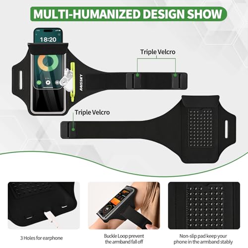 Kebrela Running Armband with Earphone Bag for iPhone 16/15/14 Max/Pro/Plus & Galaxy S20/S10, Touchscreen Compatible, Phone Holder for Running with Card Slot & Key Pockets, Fit Up to 6.9 Phone - image 6
