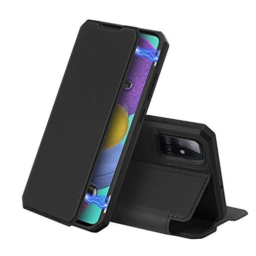 DUX DUCIS Fodral till Samsung Galaxy A51, Premium Läder Magnet Hopfällbart Skyddsfodral Mobiltelefon Fodral för Samsung Galaxy A51 Väska (Svart)