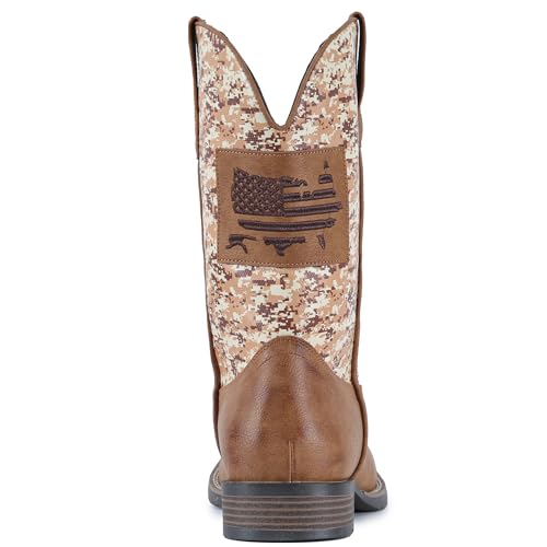 IUV Cowboy Boots For Men Square Toe Western Boot Durable Classic Fashionable Embroidered Pull On Slip Resistant Boots3