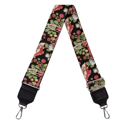 Image of TODIYADDU Red Mushroom Wide Purse Straps Replacement Crossbody Berry Fruit Crossbody Purse Strap Guitar Purse Strap Crossbody Suitable for Valentine's Day Gifts Crossbody Handbag Tote Canvas Bag
