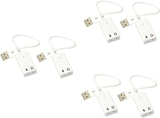 UKCOCO 6 pcs USB sound card for laptop external audio card computer sound card USB sound card adapter USB sound card 7.1 Sound for Computer notebook white stand-alone computer